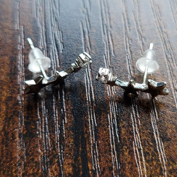 NWT STERLING SILVER 925 STAR CRAWLER EARRINGS WITH CUBIC ZIRCONIA - Picture 4 of 4